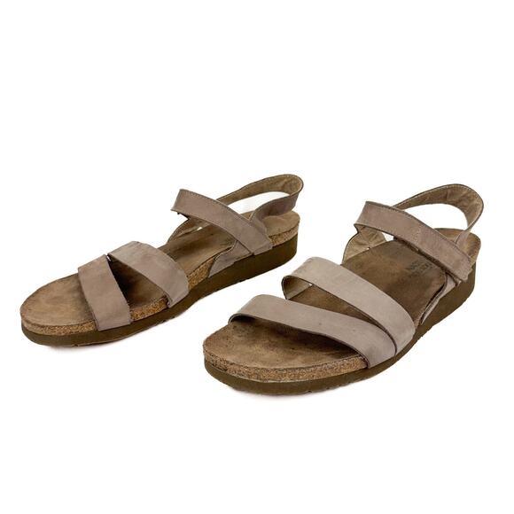 Noat Kayla Gray Suede Nubuck Leather Strappy Wedge Sandal 13 Comfort Lightweight - Picture 1 of 16